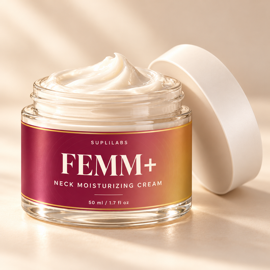 FEMM+ neck moisturizing cream jar with ivory lid